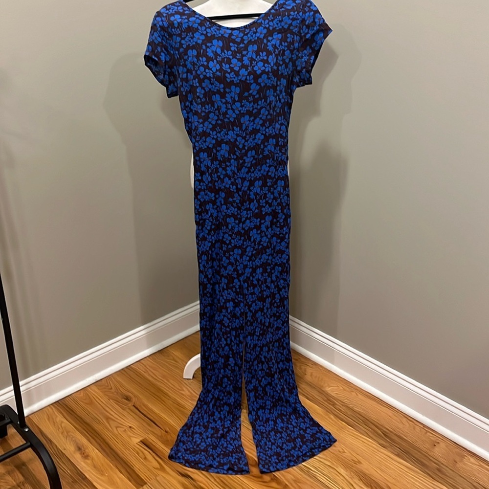 Free People Open Back Floral Jumpsuit Large